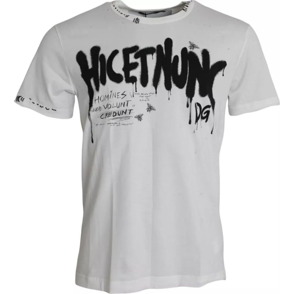 Dolce & Gabbana White Graphic Print Cotton Crew Neck T-shirt Dolce & Gabbana