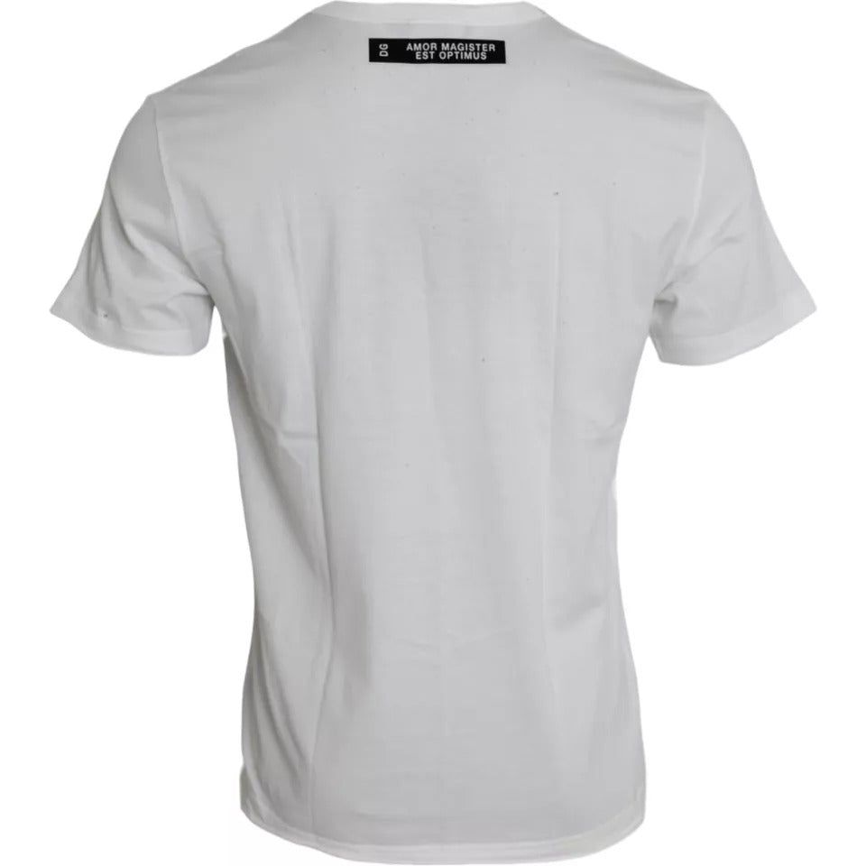 Dolce & Gabbana White Graphic Print Cotton Crew Neck T-shirt Dolce & Gabbana