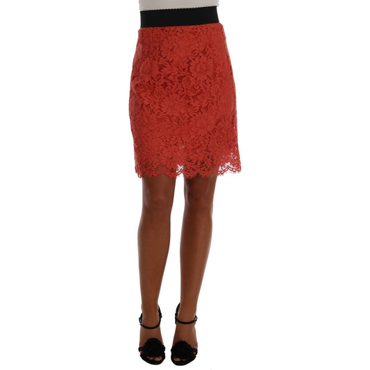 Dolce & Gabbana Orange Macramé Lace Pencil Skirt Dolce & Gabbana