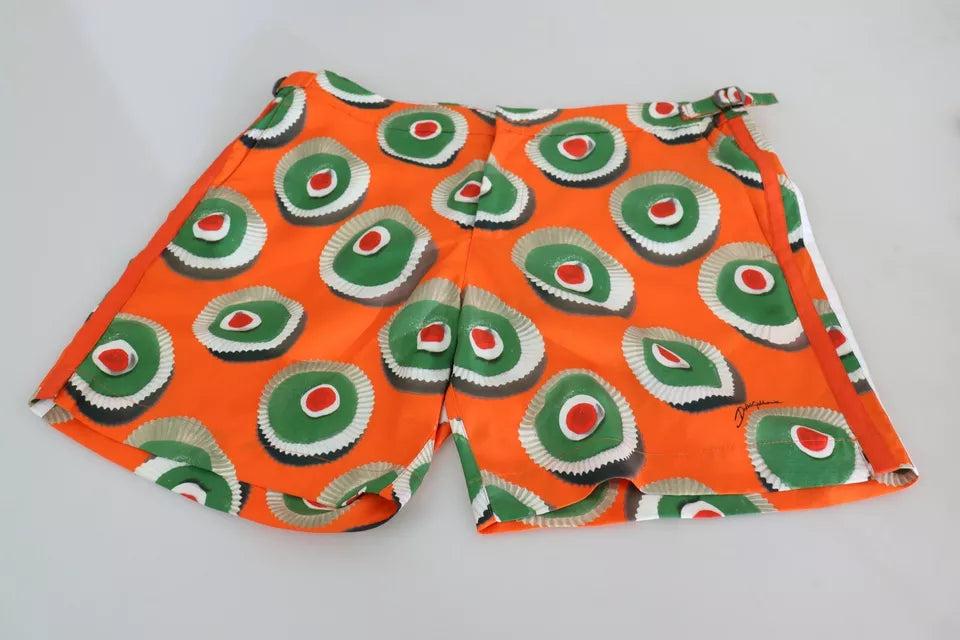 Dolce & Gabbana Orange Cupcake Beachwear Shorts Swimwear