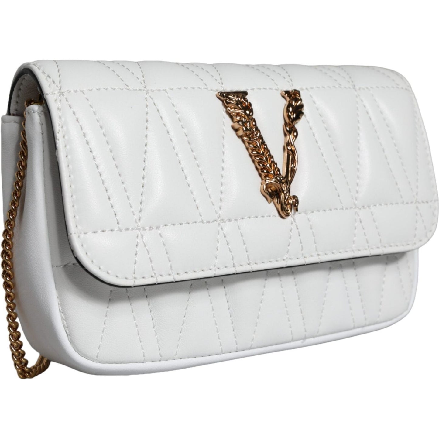 Versace White Quilted Nappa Leather Crossbody Shoulder Bag Versace