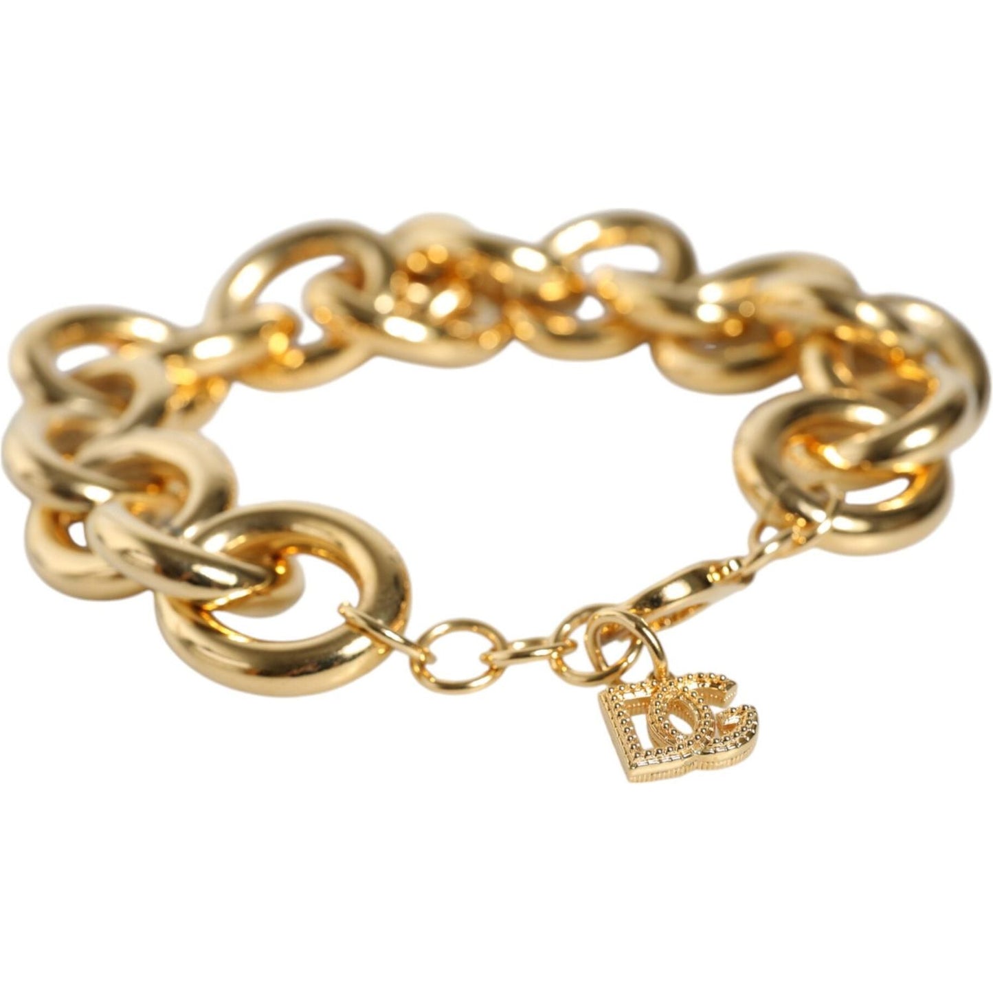 Dolce & Gabbana Gold Tone Brass Maxi Chain Lobster Clasp Logo Bracelet Dolce & Gabbana