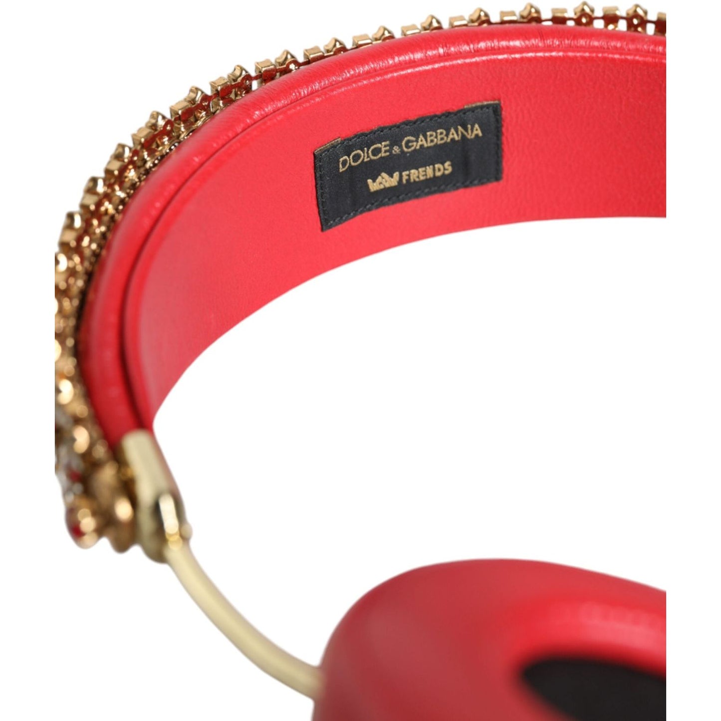 Dolce & Gabbana Red Nappa Leather Floral Crystal Headphone Dolce & Gabbana