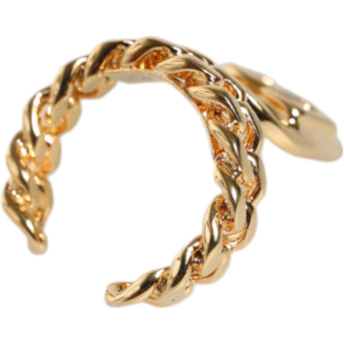 Dolce & Gabbana Gold Plated Open DG Logo Curb Chain Ring Dolce & Gabbana