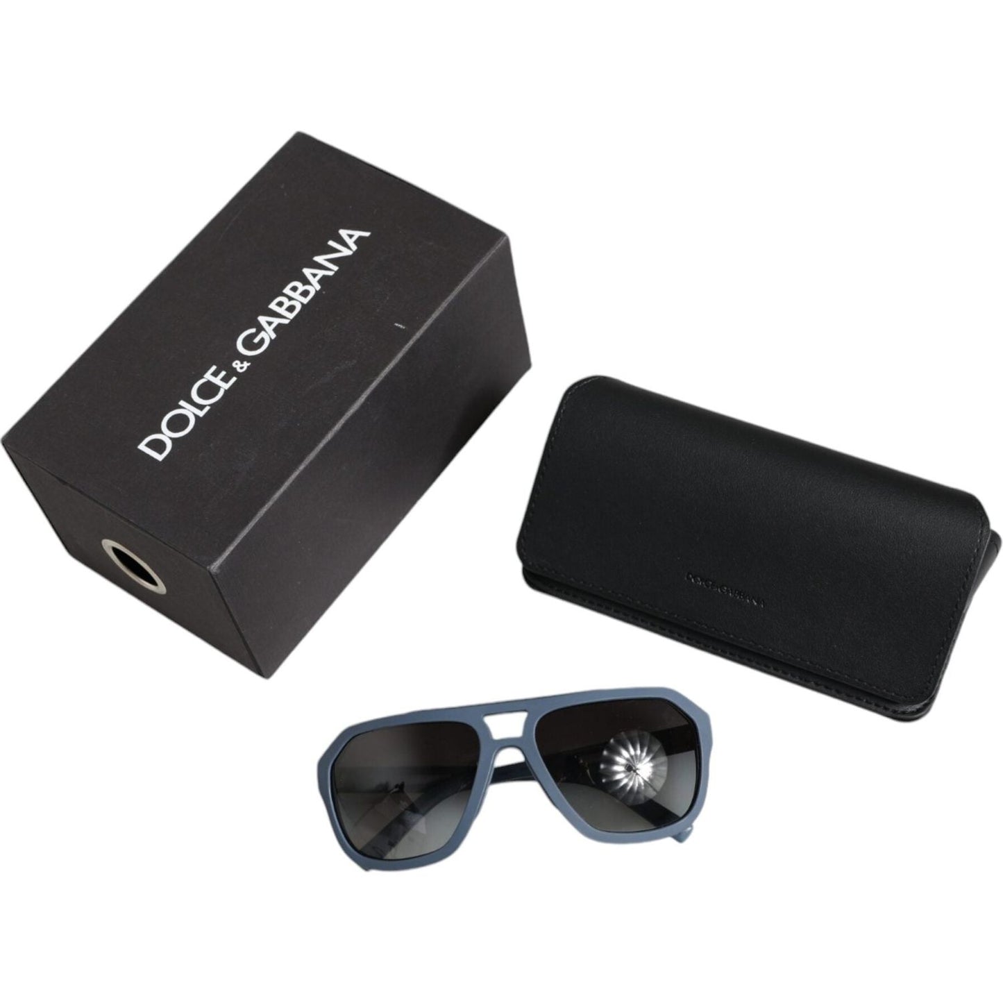 Dolce & Gabbana Blue Metal Frame Rubber Skin Polarized Mirror Lens Sunglasses Dolce & Gabbana