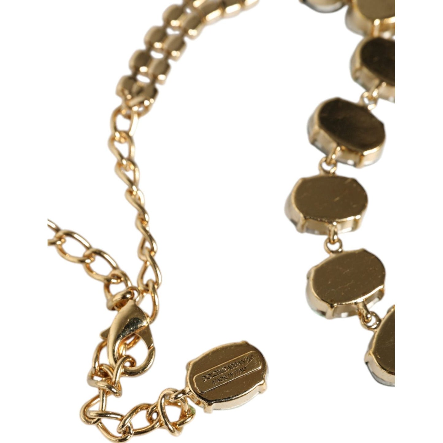 Dolce & Gabbana Gold Brass Link Chain Rose Petal Crystal Embellished Necklace Dolce & Gabbana