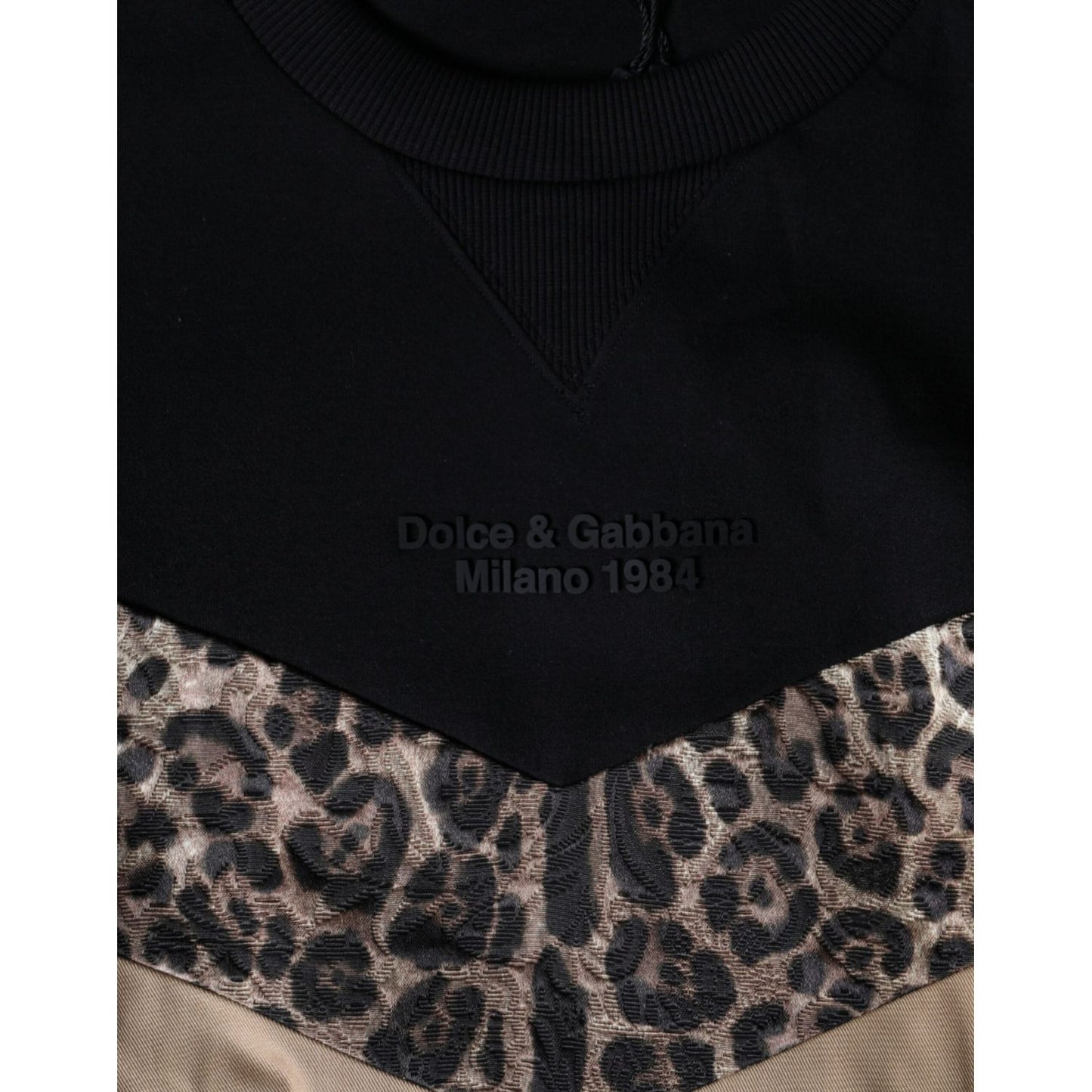 Dolce & Gabbana Black Leopard Crew Neck Sweatshirt Sweater Dolce & Gabbana