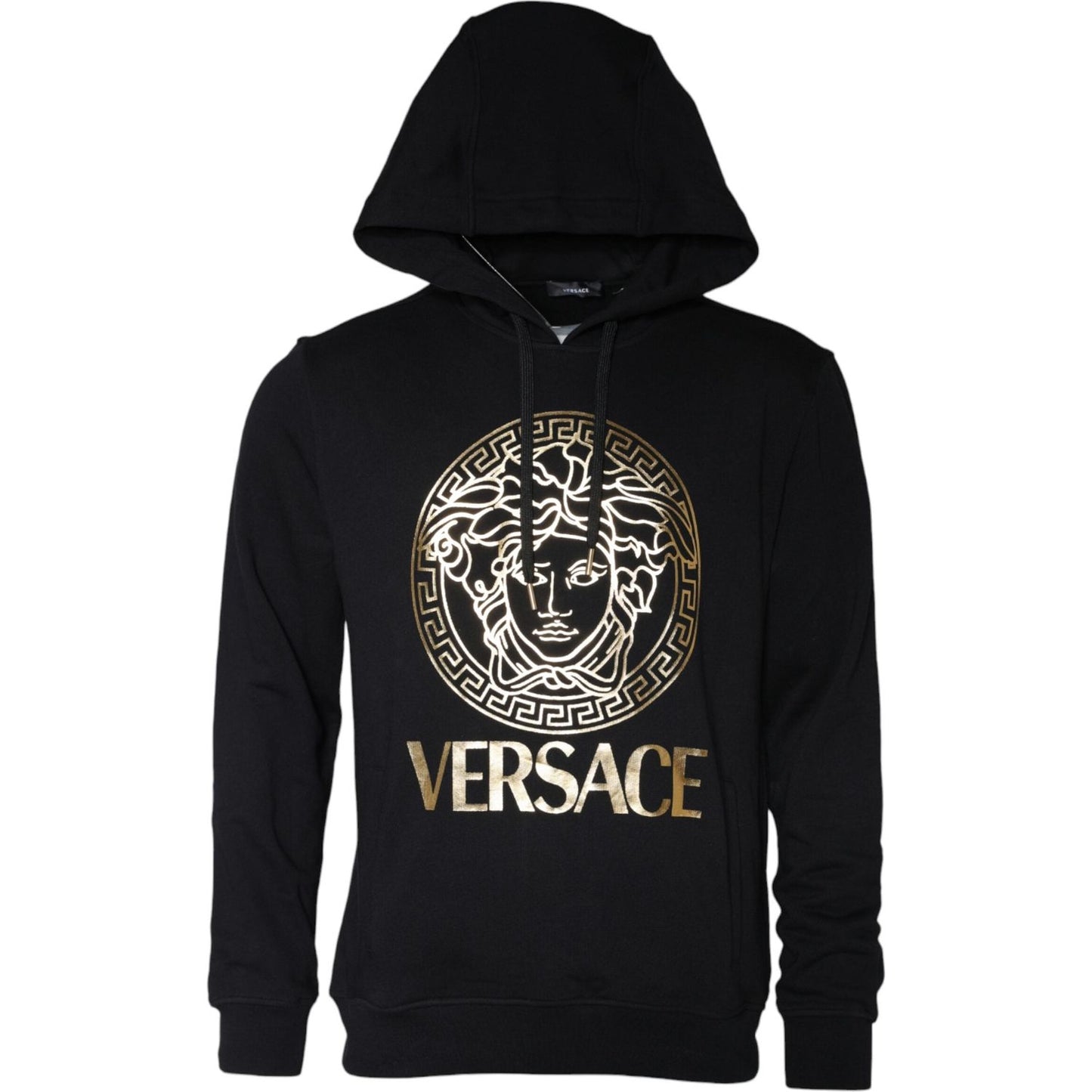 Versace Black Medusa Print Cotton HoodiePullover Sweatshirt Sweater Versace