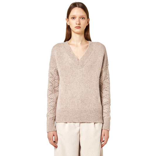 Alpha Studio Beige Wool Alpaca Sweater Alpha Studio