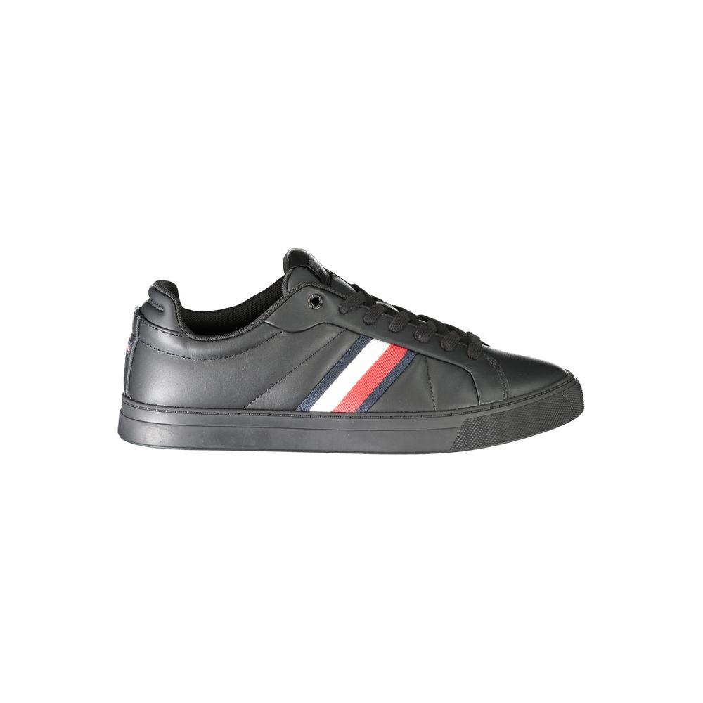 Tommy Hilfiger Black Leather Men Sneaker Tommy Hilfiger