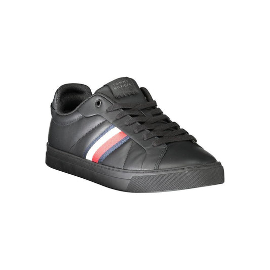 Tommy Hilfiger Black Leather Men Sneaker Tommy Hilfiger