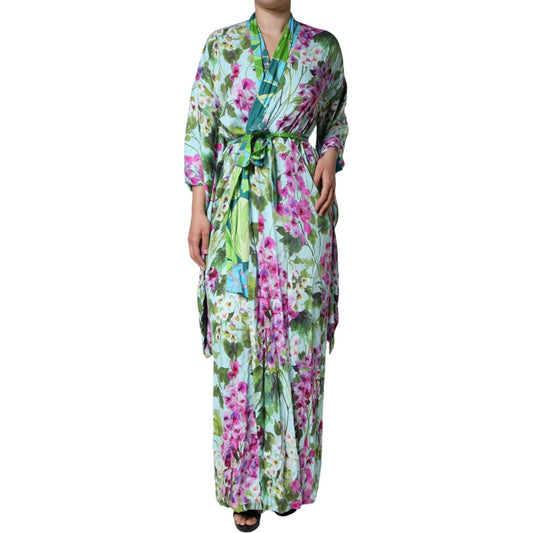 Dolce & Gabbana Multicolor Floral Silk Stretch Wrap Dress Dolce & Gabbana