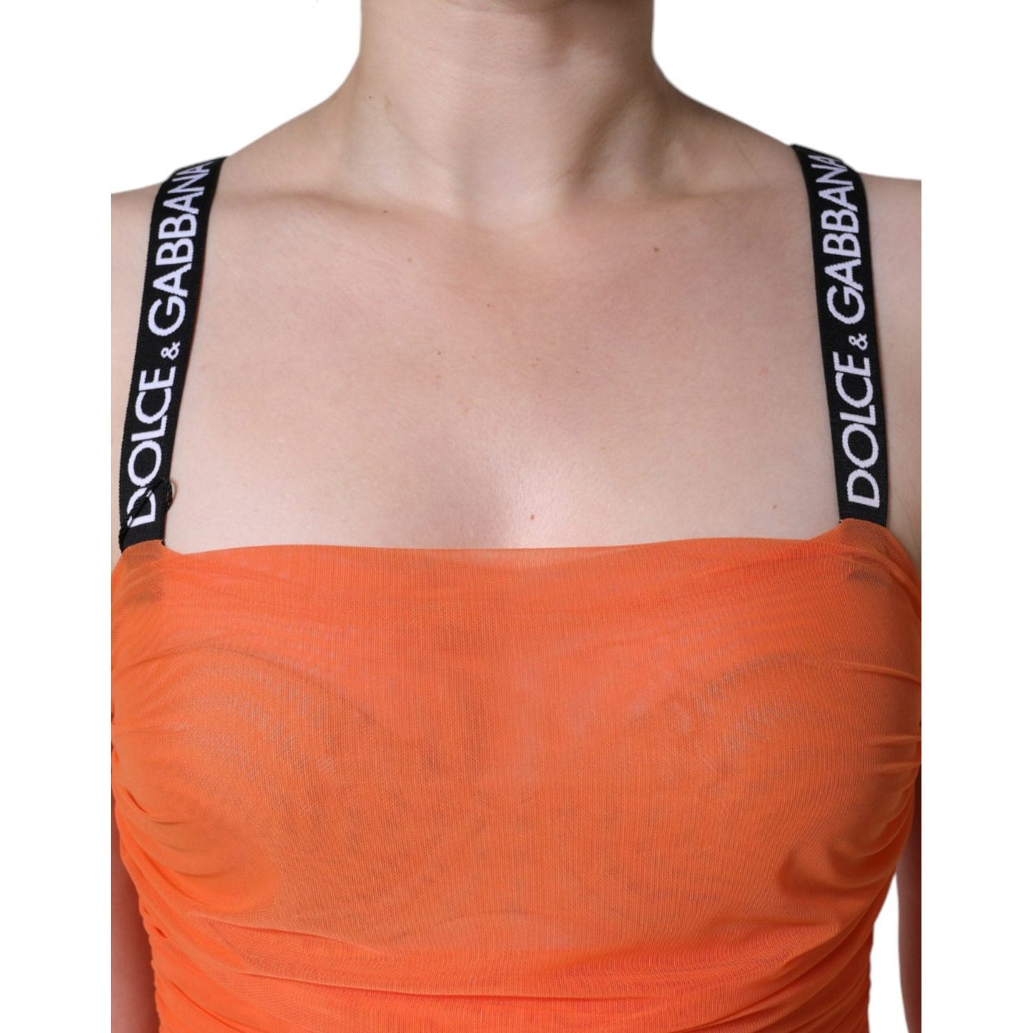 Dolce & Gabbana Orange Nylon Bodycon Sheath Mini Dress Dolce & Gabbana