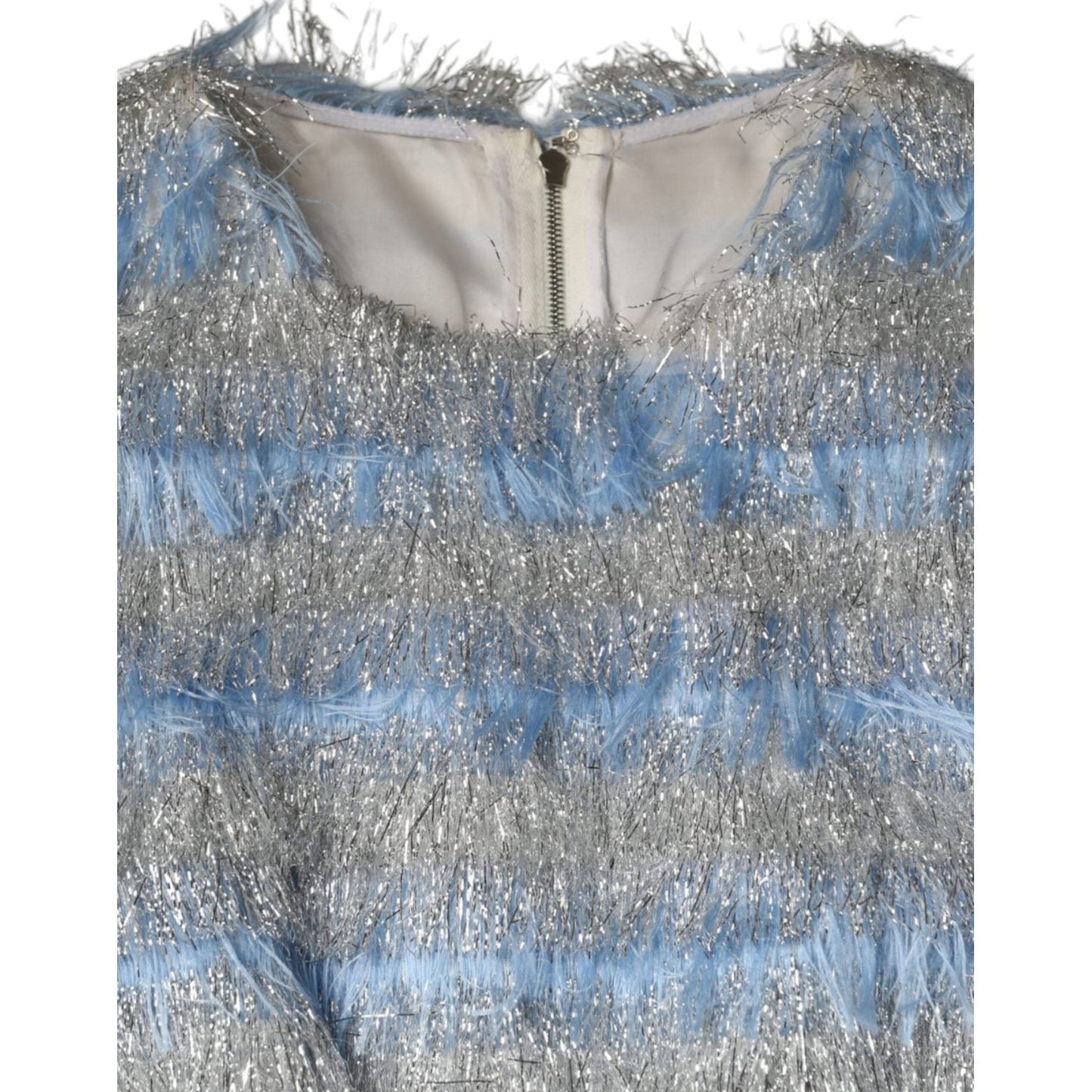 Dolce & Gabbana Light Blue Silver Jacquard A-line Midi Dress Dolce & Gabbana