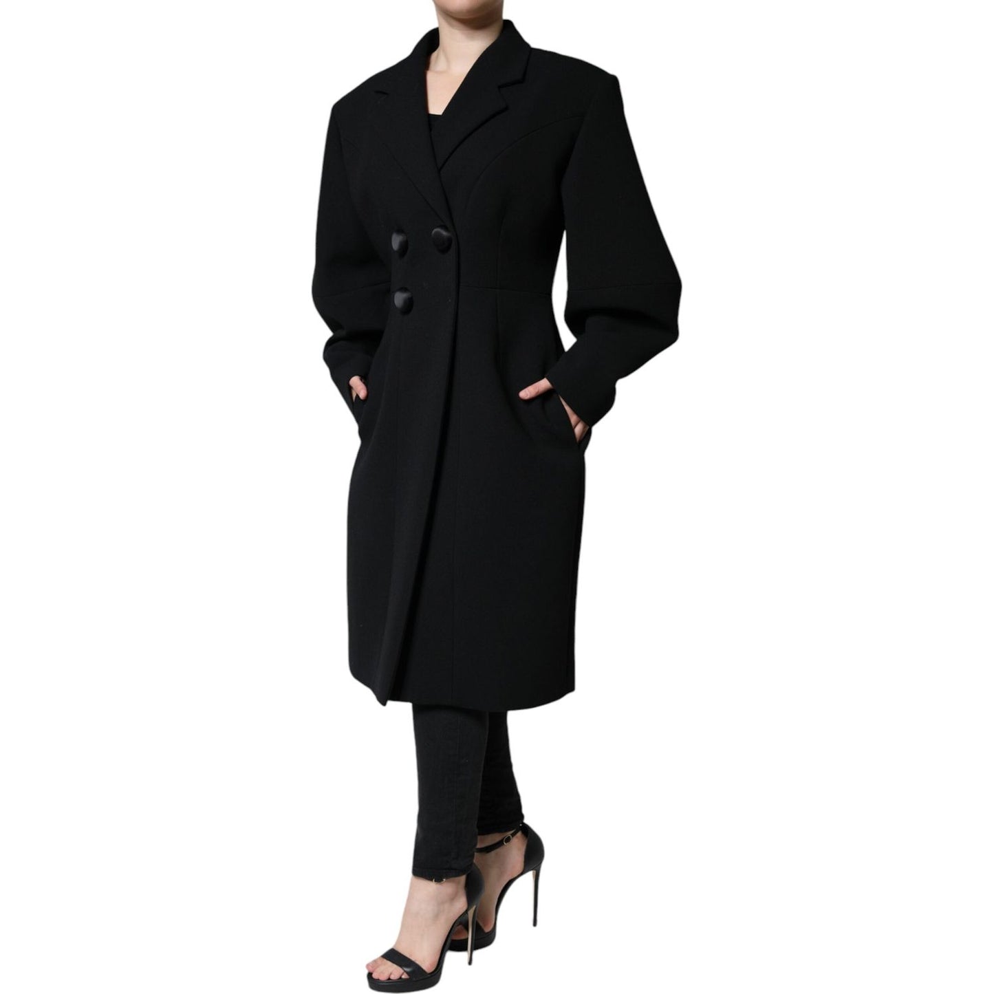 Dolce & Gabbana Black Double Breasted Trench Coat Jacket Dolce & Gabbana