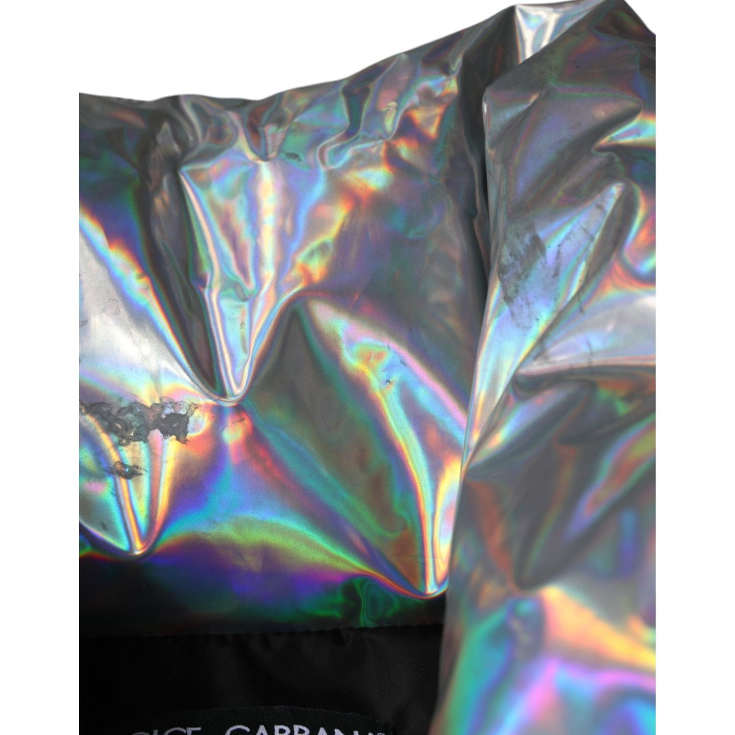 Dolce & Gabbana Silver Iridescent Puffer Full Zip Coat Jacket Dolce & Gabbana