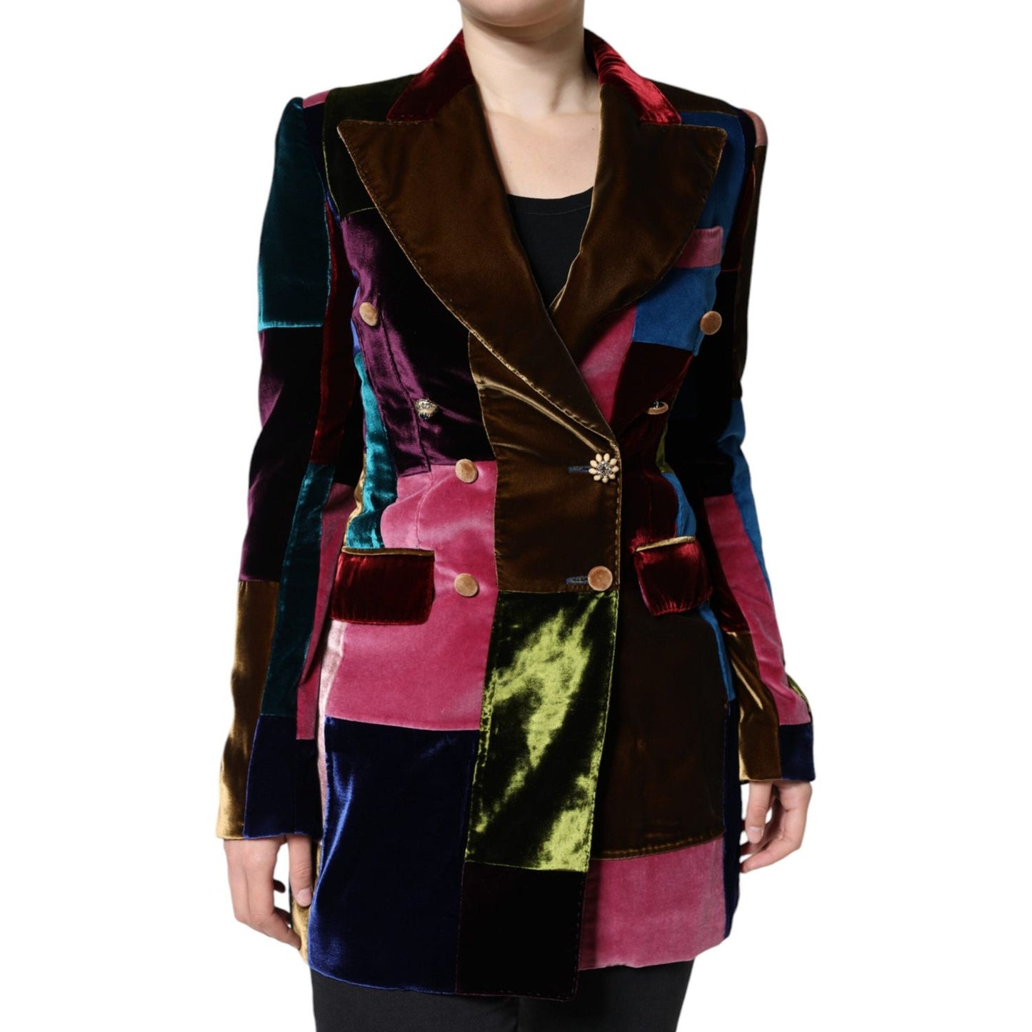 Dolce & Gabbana Multicolor Double Breasted Patchwork Blazer Jacket Dolce & Gabbana