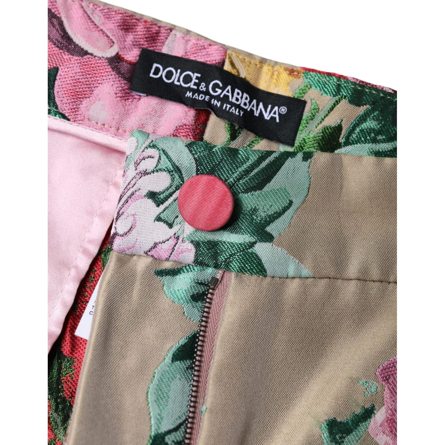 Dolce & Gabbana Beige Floral Jacquard High Waist Tapered Pants Dolce & Gabbana