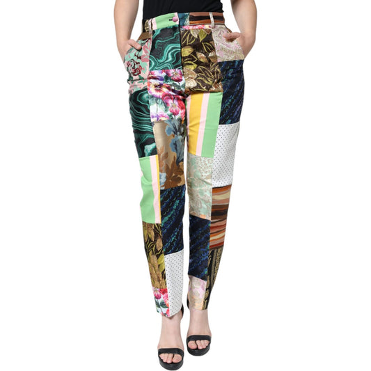 Dolce & Gabbana Multicolor Patchwork Jacquard High Waist Pants Dolce & Gabbana