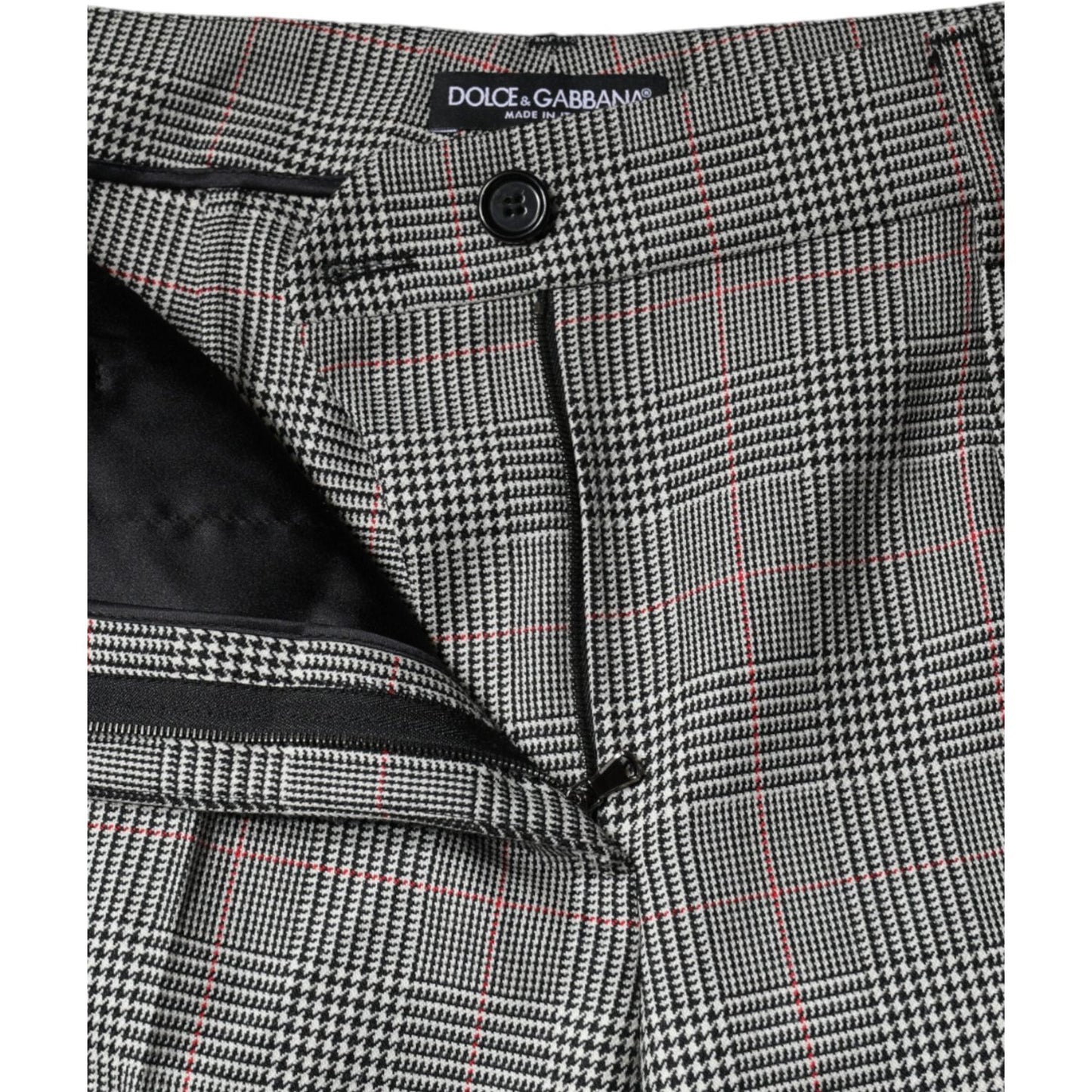 Dolce & Gabbana Gray Plaid Wool Mid Waist Women Tapered Pants Dolce & Gabbana