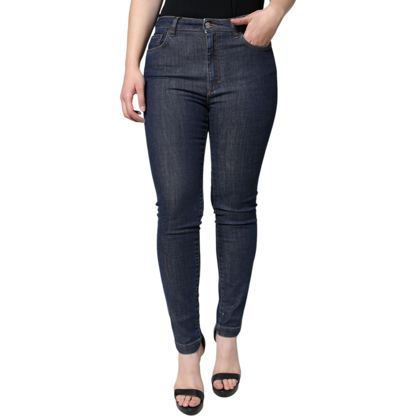 Dolce & Gabbana Dark Blue QUEEN Cotton Skinny Denim Jeans Dolce & Gabbana