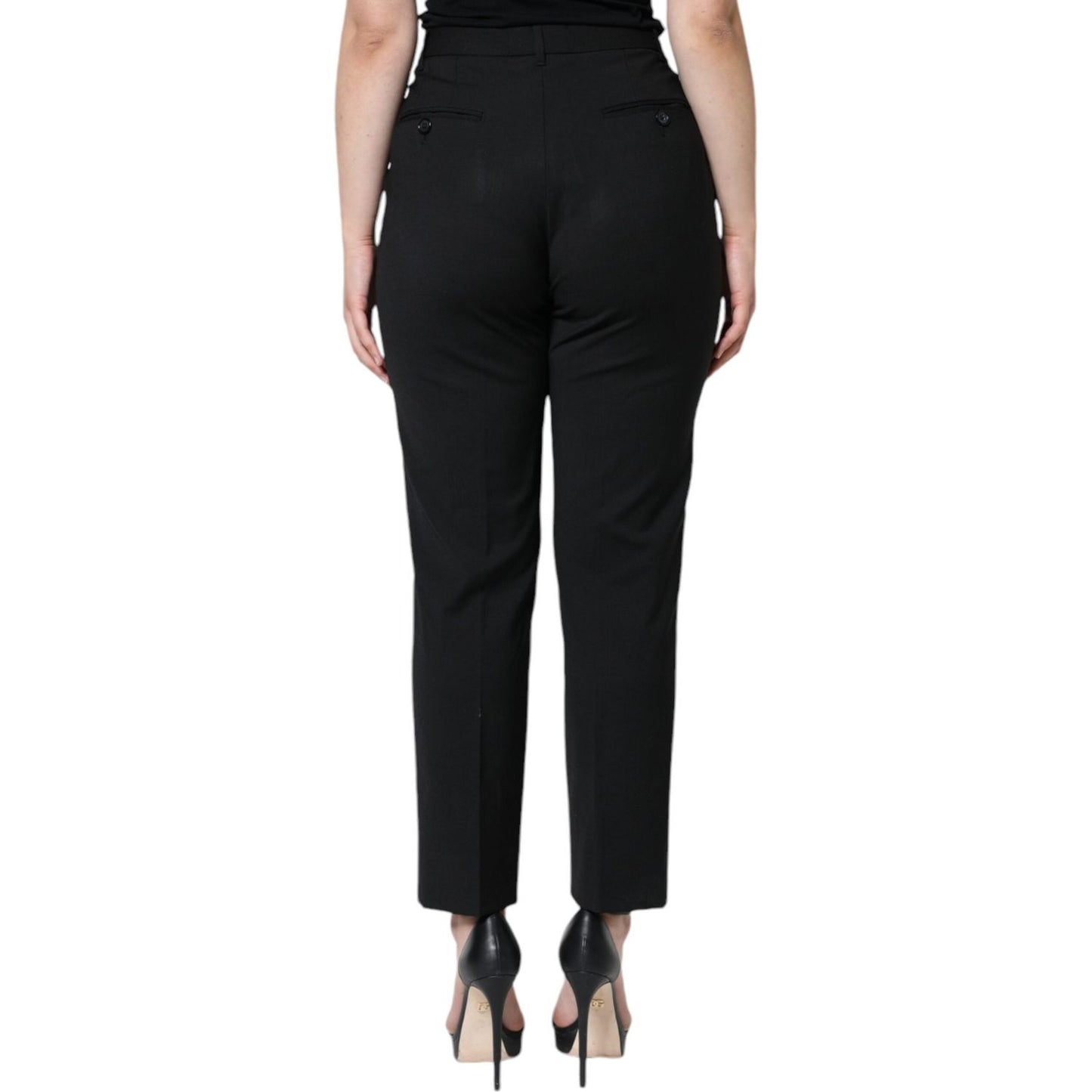 Dolce & Gabbana Black High Waist Tapered Pants Dolce & Gabbana