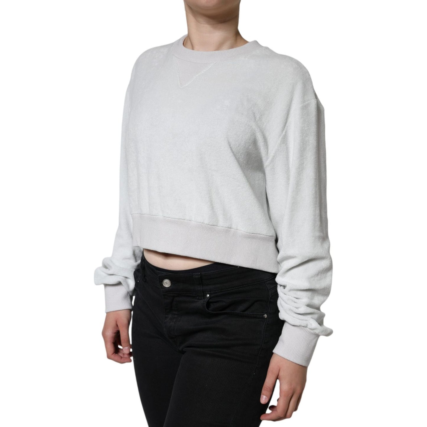 Dolce & Gabbana White Nylon Stretch Crew Neck Pullover Sweater Dolce & Gabbana