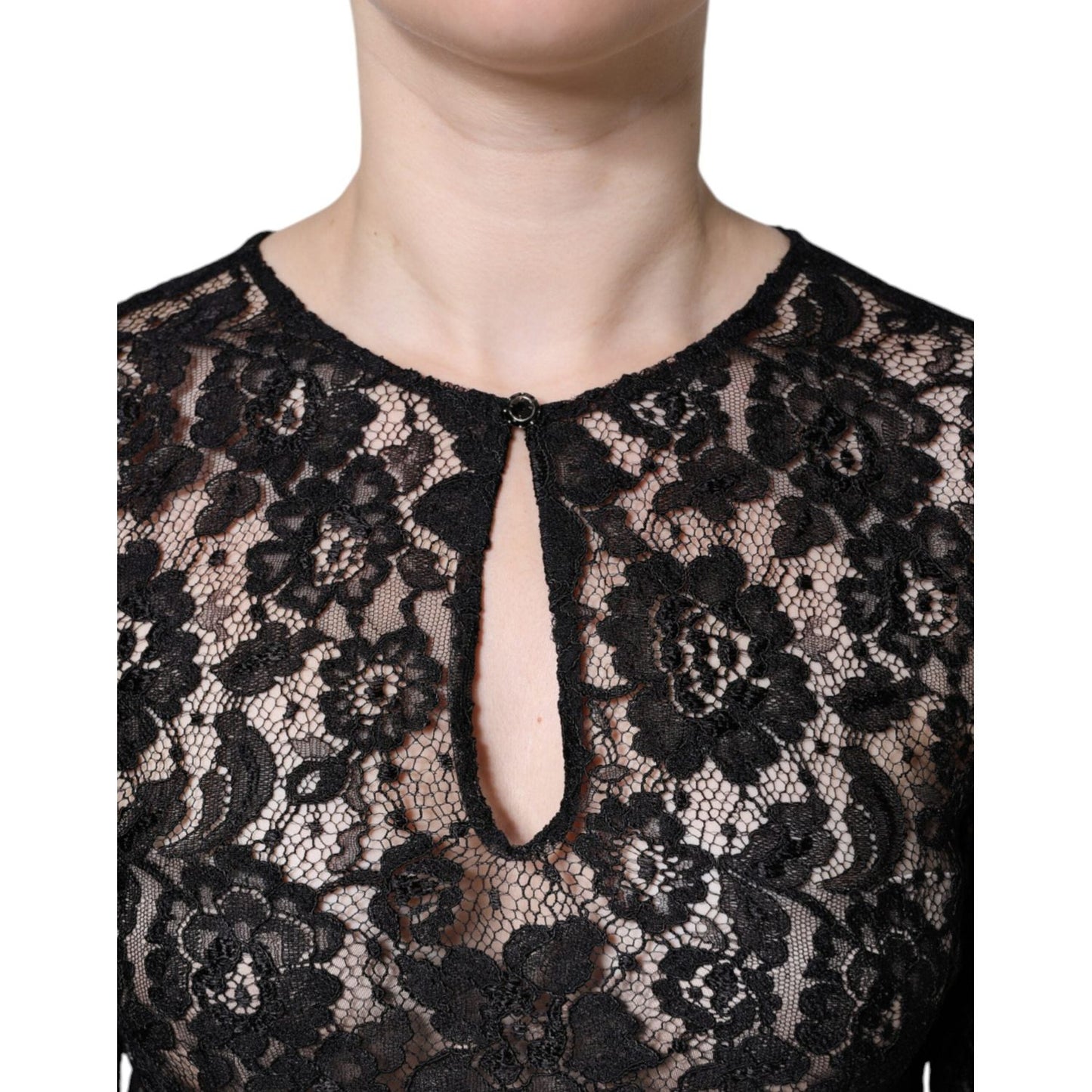 Dolce & Gabbana Black Floral Lace See Through Long Sleeve Top Dolce & Gabbana