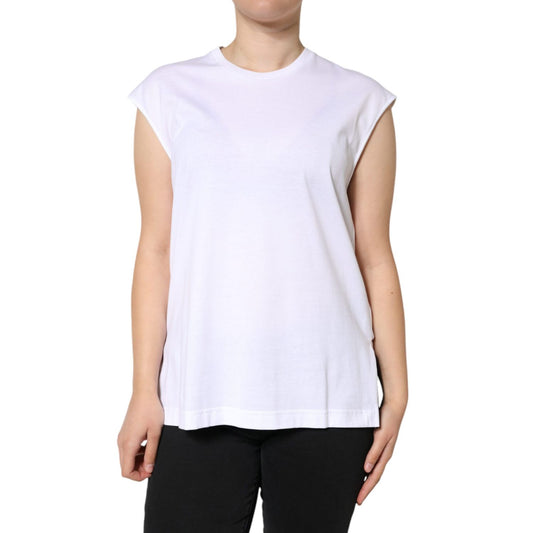 Dolce & Gabbana White Cotton Sleeveless Crew Neck T-shirt 1728,67345645728,Clothing,Dolce & Gabbana,IT40|S,Material: 100% Cotton,Preowned / Defect,Sleeveless - T-Shirts - Clothing,T-Shirts - Clothing,Tops & T-Shirts - Women - Clothing,White,Women