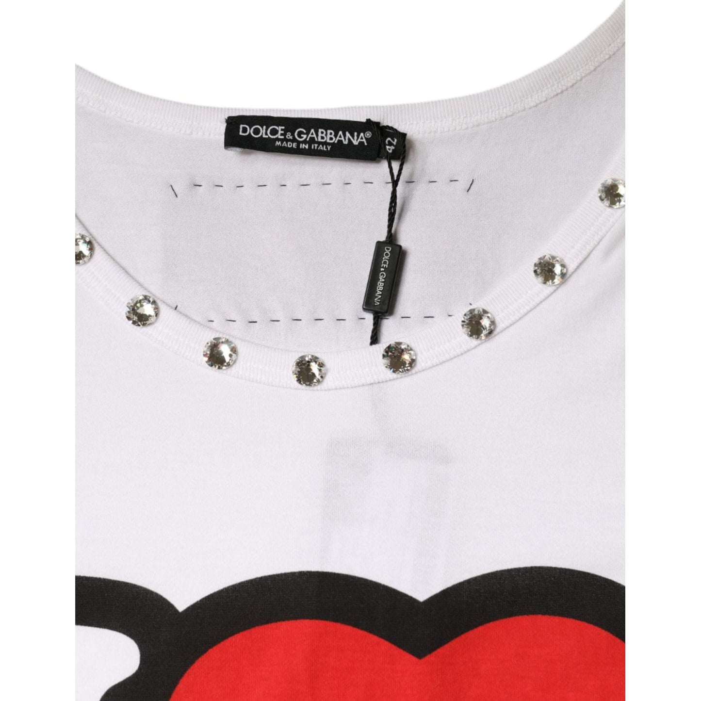 Dolce & Gabbana White I Love The Love Embellished Tank Top Dolce & Gabbana