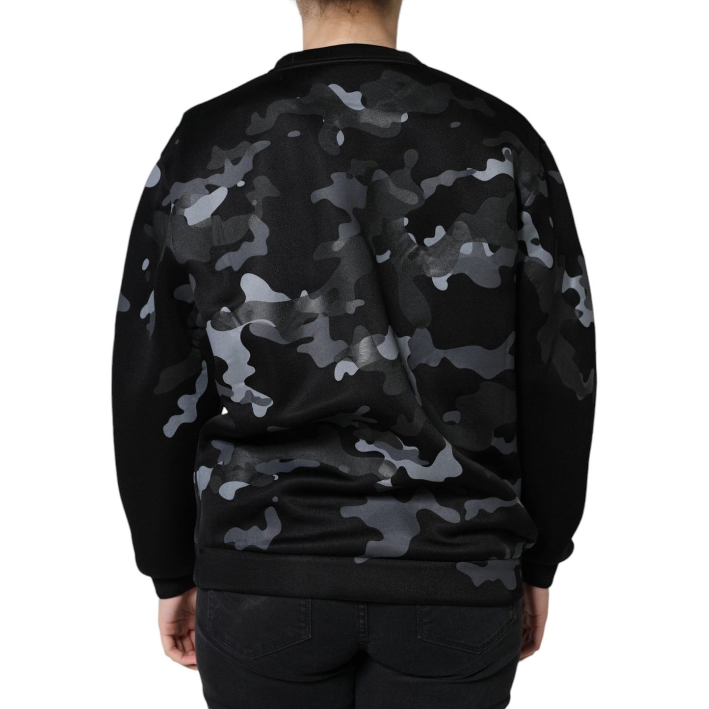 Dolce & Gabbana Black Camouflage Round Neck Sweatshirt Sweater Dolce & Gabbana