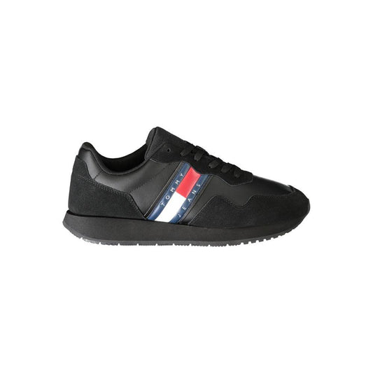 Tommy Hilfiger Black Leather Men Sneaker Tommy Hilfiger