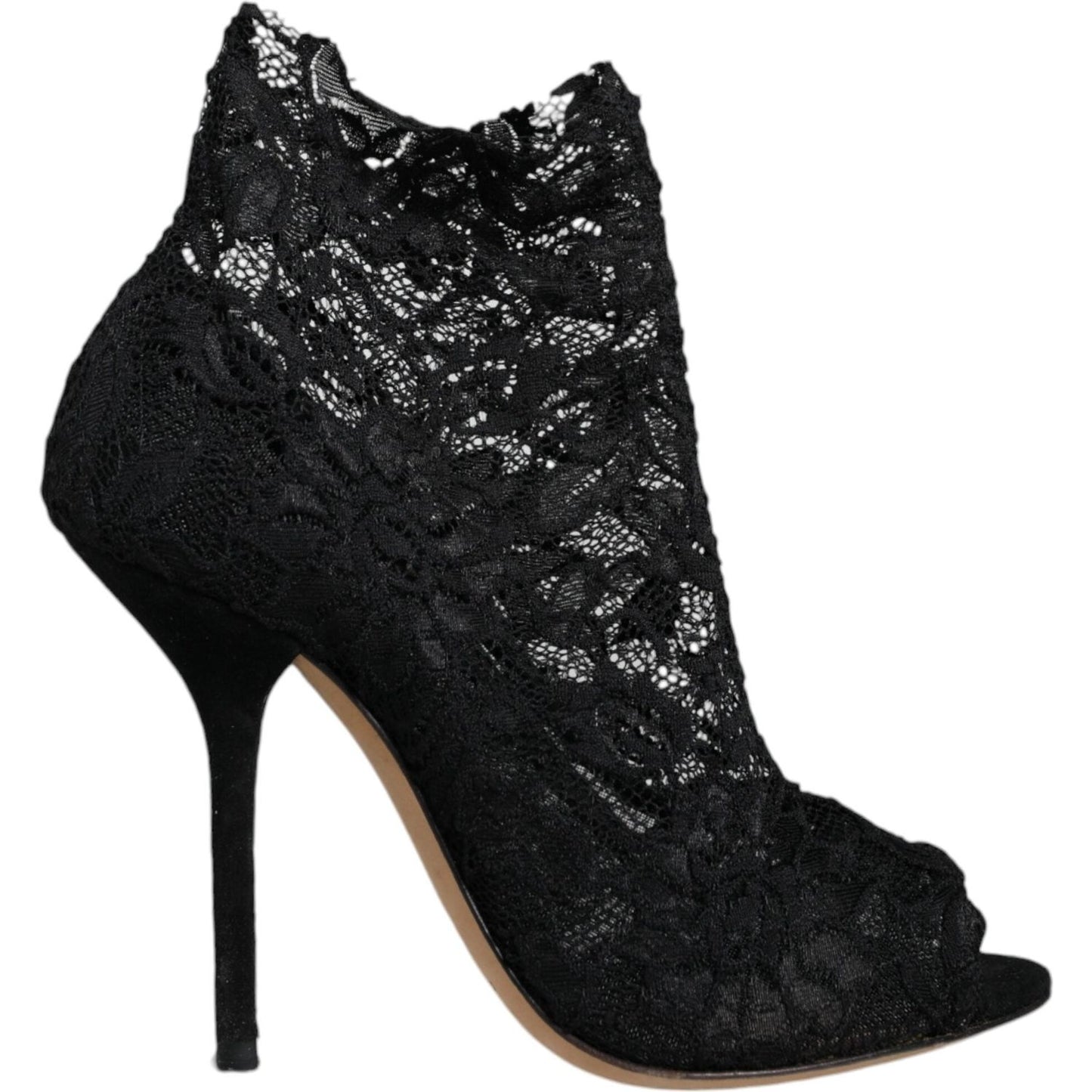 Dolce & Gabbana Black Stretch Taormina Lace Boots Shoes Dolce & Gabbana