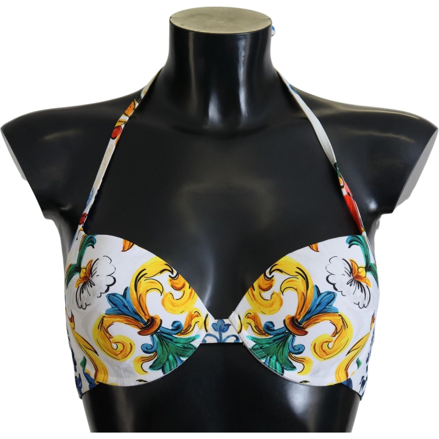 Dolce & Gabbana White Majolica Beachwear Swimwear Bikini Top Dolce & Gabbana