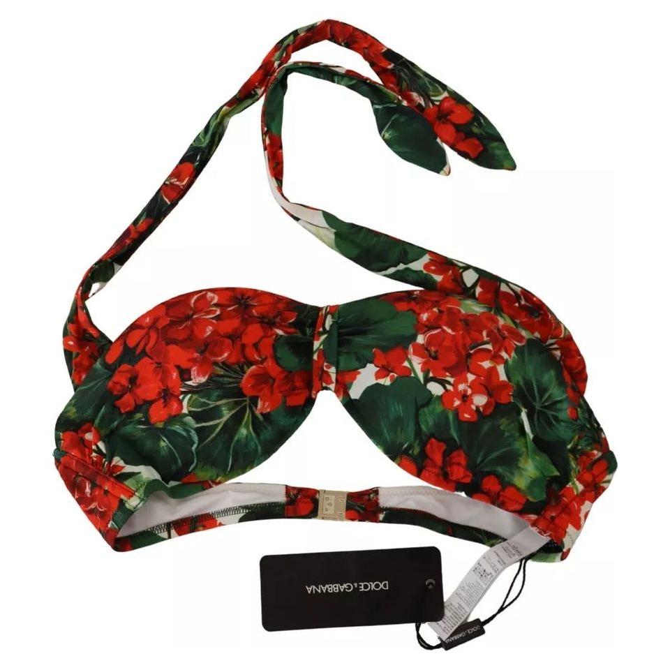 Dolce & Gabbana Multicolor Geranium Halter Beachwear Bikini Top Dolce & Gabbana