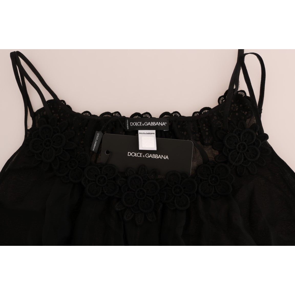 Dolce & Gabbana Elegant Black Silk Lace Chemise Dress Dolce & Gabbana