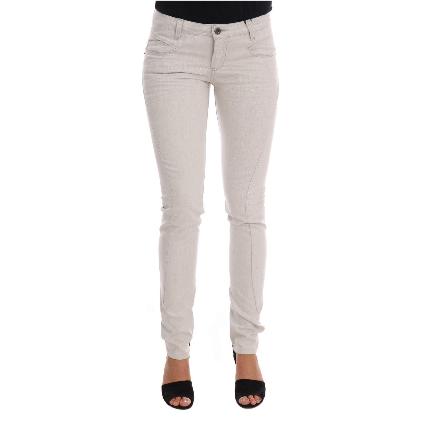 Costume National Chic White Slim-Fit Stretch Jeans Costume National