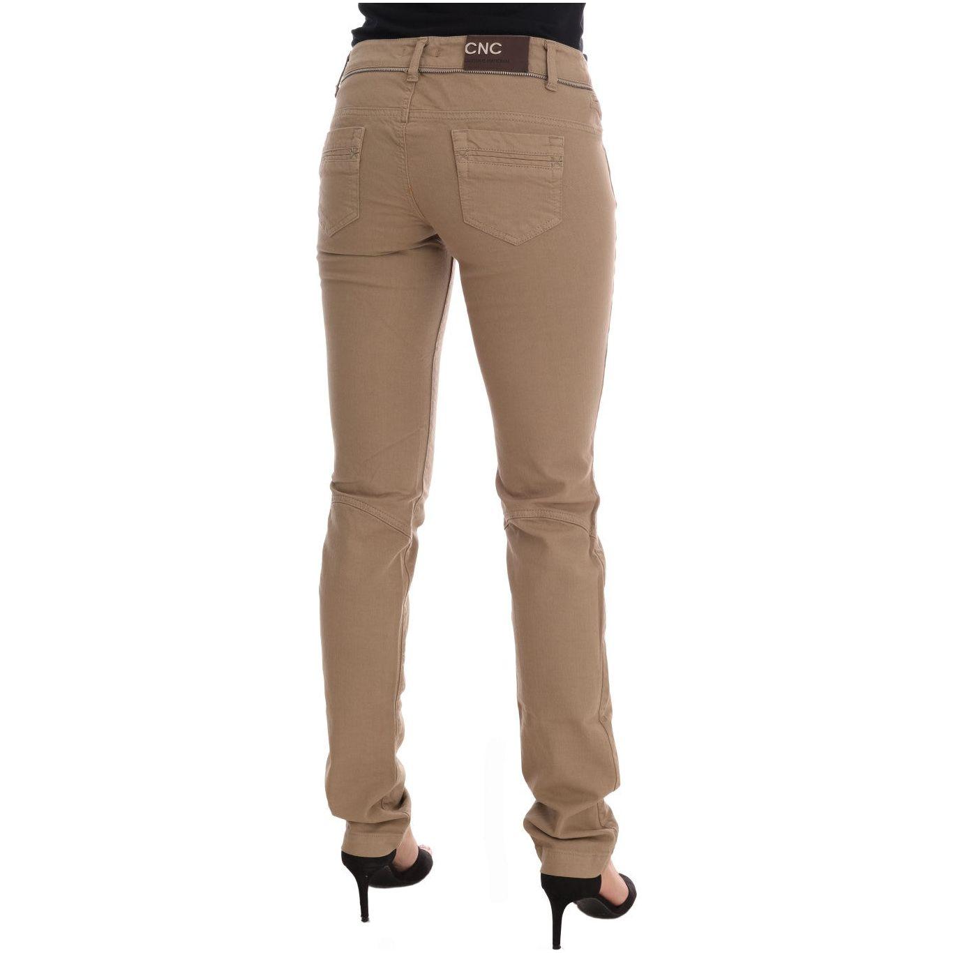 Costume National Beige Cotton Stretch Slim Fit Jeans