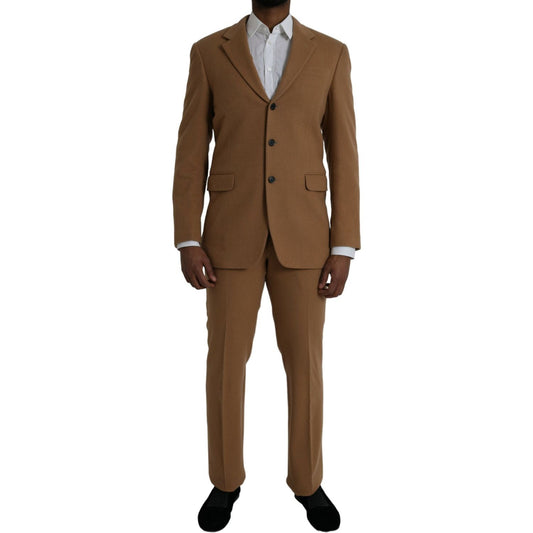 Brown Cashmere 2 Piece Single Breasted Suit Prada