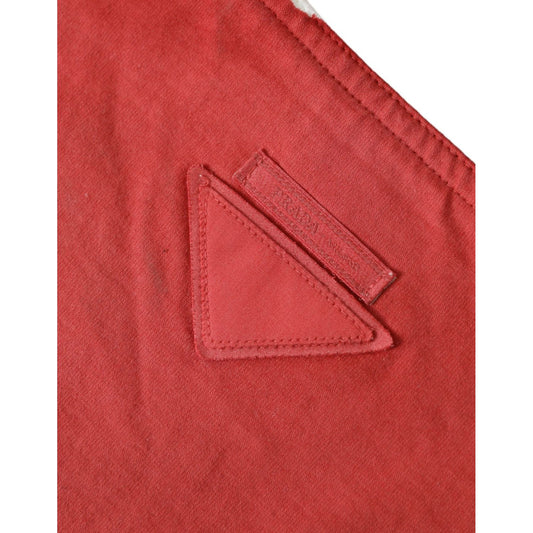 Chic Red and White Fabric Tote Bag Prada