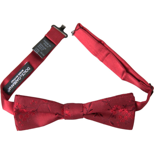 Red Brocade Silk Adjustable Neck Men Bow Tie