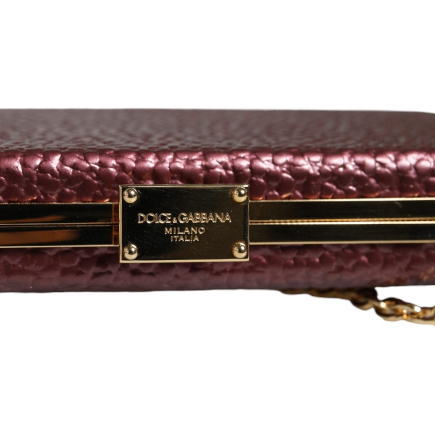 Dolce & Gabbana Maroon Leather Clutch Evening Crossbody Bag Dolce & Gabbana