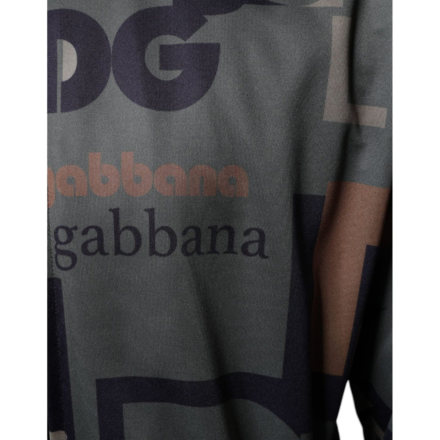 Dolce & Gabbana Army Green Logo Full Zip Polyester Sweater Dolce & Gabbana