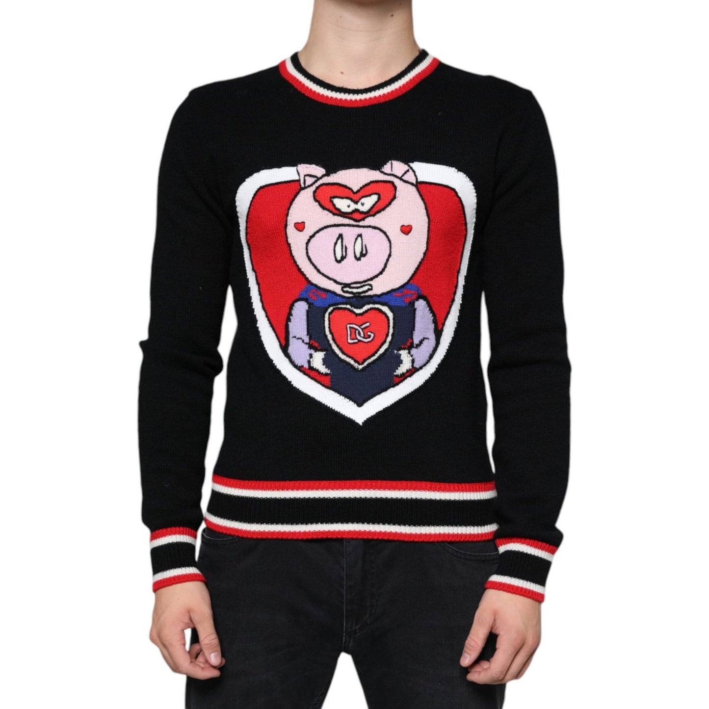 Dolce & Gabbana Black Cashmere Pig of the Year Pullover Sweater Dolce & Gabbana