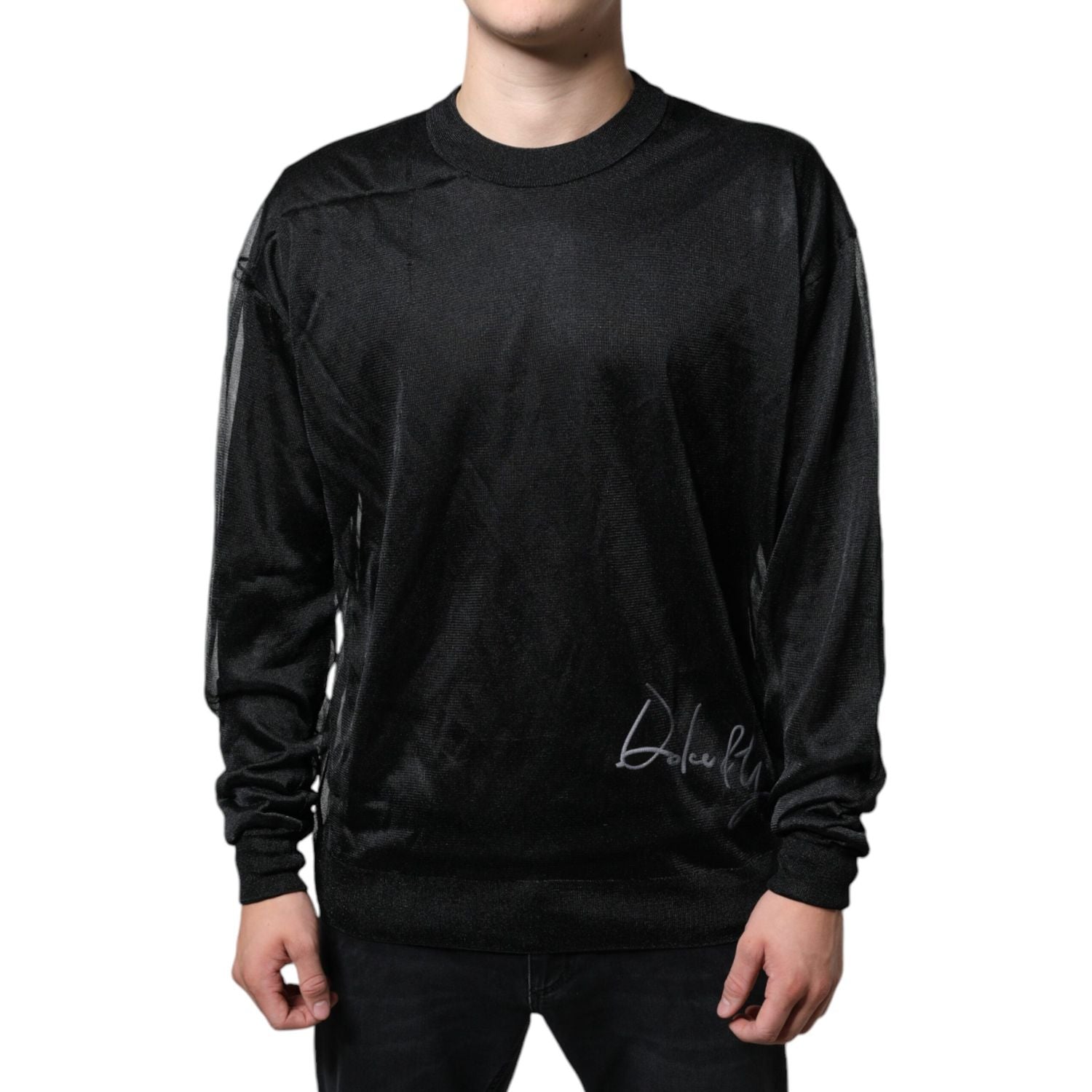 Dolce & Gabbana Black Polyester Pullover Sweatshirt Sweater