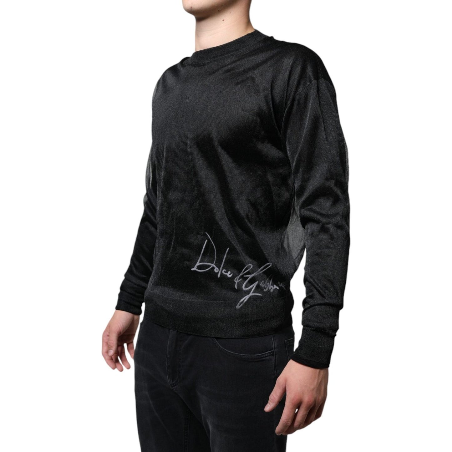 Dolce & Gabbana Black Polyester Pullover Sweatshirt Sweater Dolce & Gabbana