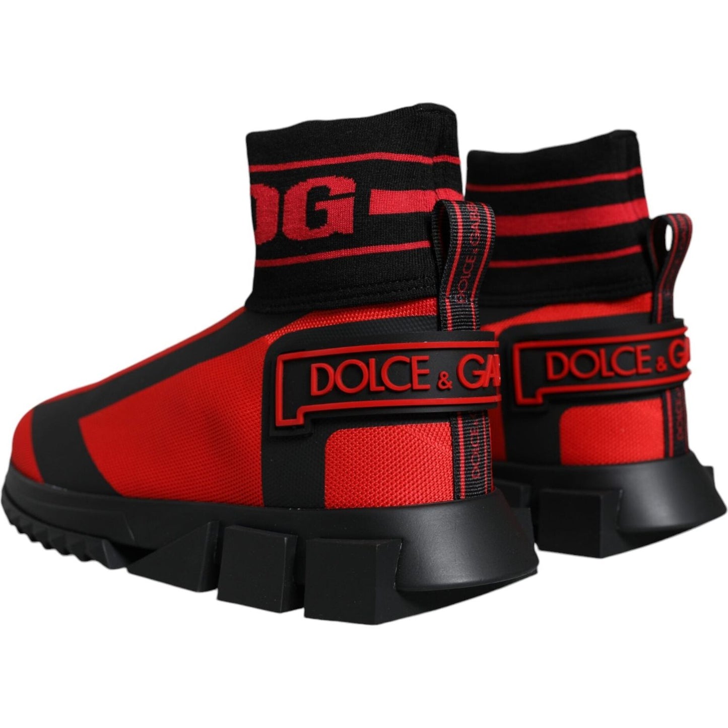 Dolce & Gabbana Red Black Fabric High Top Sorrento Sneakers Shoes Dolce & Gabbana