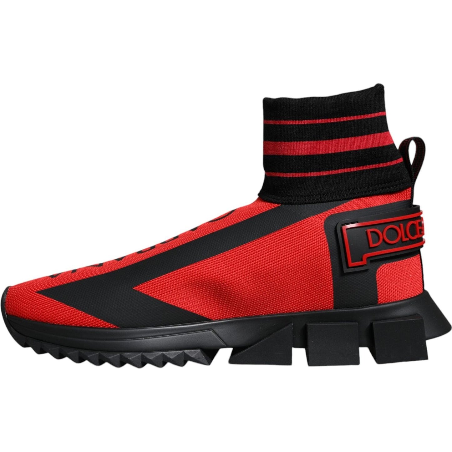 Dolce & Gabbana Red Black Fabric High Top Sorrento Sneakers Shoes Dolce & Gabbana