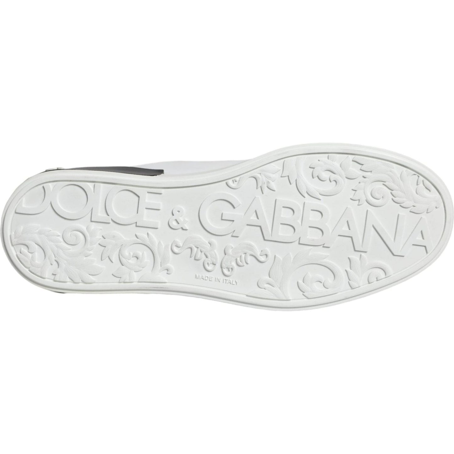 Dolce & Gabbana Black Leather Logo Portofino Sneaker Shoes Dolce & Gabbana