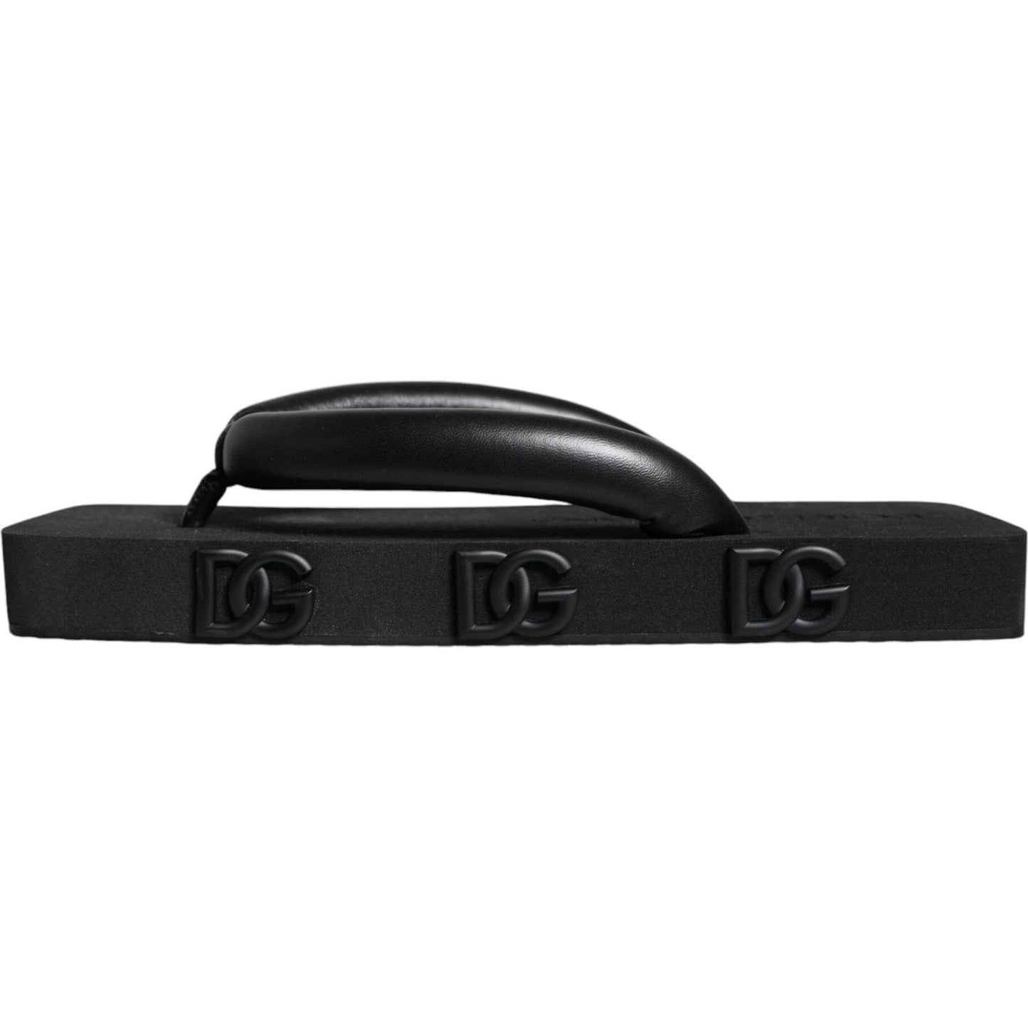 Dolce & Gabbana Black Rubber Flip Flops Slide Sandals Shoes Dolce & Gabbana